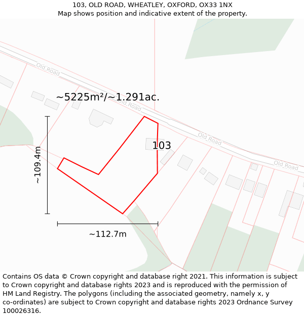 103, OLD ROAD, WHEATLEY, OXFORD, OX33 1NX: Plot and title map