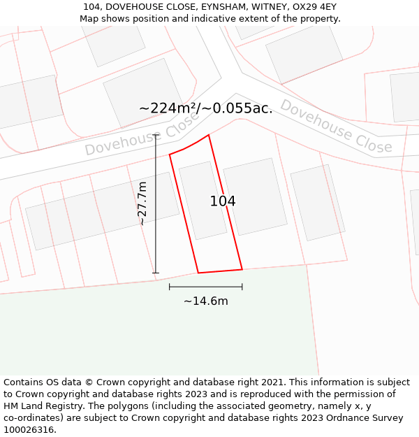 104, DOVEHOUSE CLOSE, EYNSHAM, WITNEY, OX29 4EY: Plot and title map