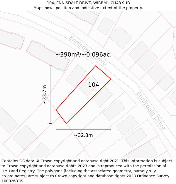 104, ENNISDALE DRIVE, WIRRAL, CH48 9UB: Plot and title map