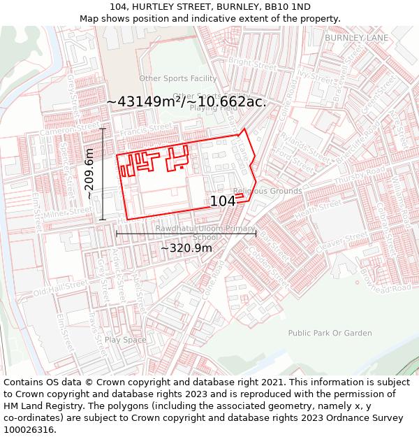 104, HURTLEY STREET, BURNLEY, BB10 1ND: Plot and title map