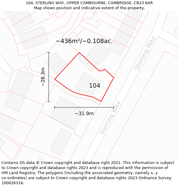 104, STERLING WAY, UPPER CAMBOURNE, CAMBRIDGE, CB23 6AR: Plot and title map