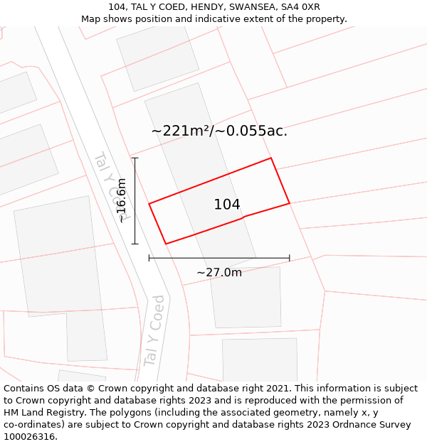 104, TAL Y COED, HENDY, SWANSEA, SA4 0XR: Plot and title map