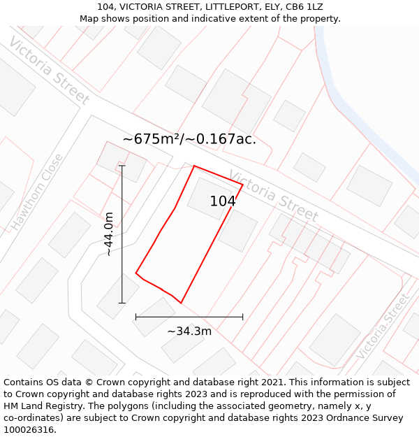 104, VICTORIA STREET, LITTLEPORT, ELY, CB6 1LZ: Plot and title map