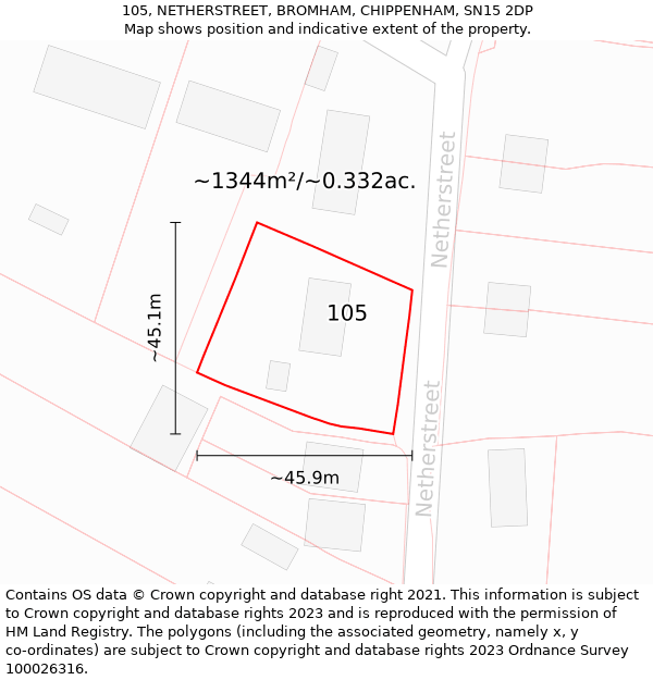 105, NETHERSTREET, BROMHAM, CHIPPENHAM, SN15 2DP: Plot and title map