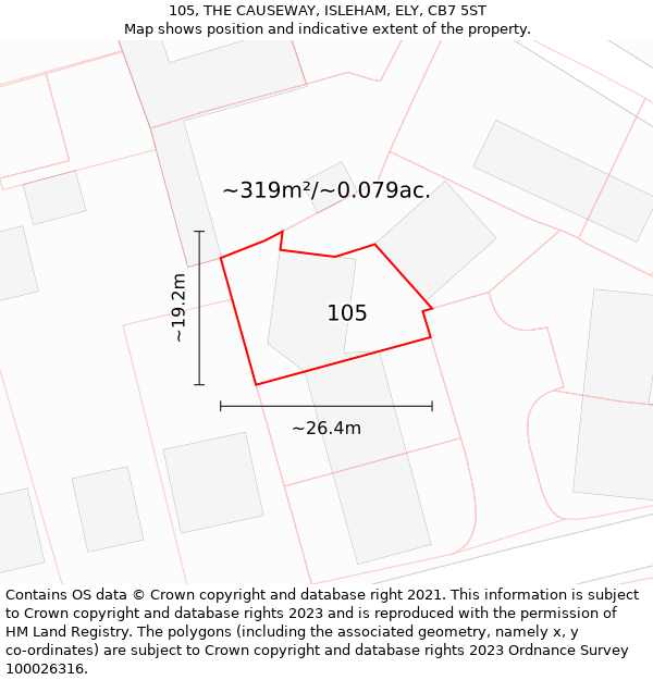 105, THE CAUSEWAY, ISLEHAM, ELY, CB7 5ST: Plot and title map