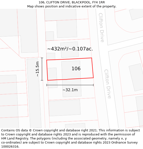 106, CLIFTON DRIVE, BLACKPOOL, FY4 1RR: Plot and title map