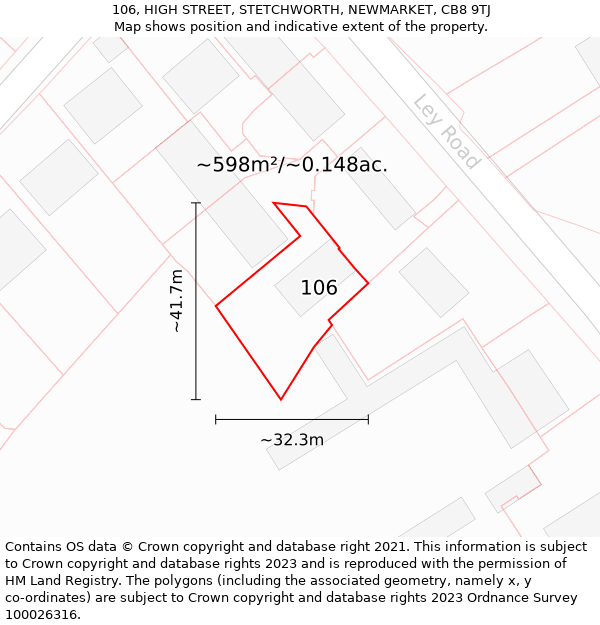 106, HIGH STREET, STETCHWORTH, NEWMARKET, CB8 9TJ: Plot and title map