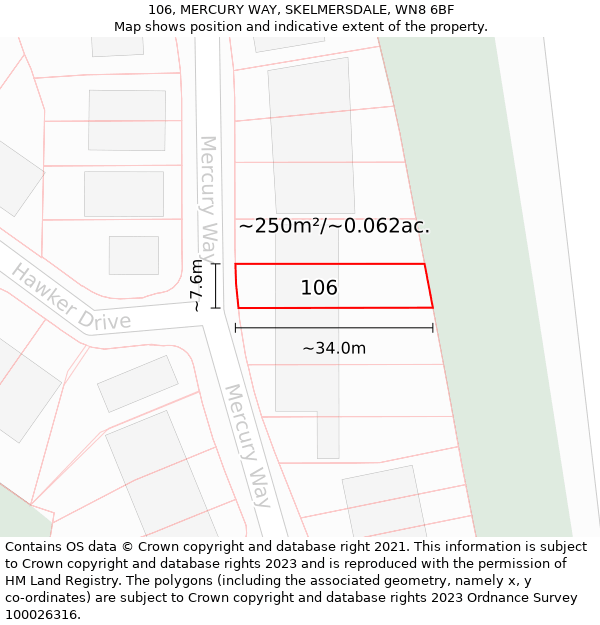 106, MERCURY WAY, SKELMERSDALE, WN8 6BF: Plot and title map