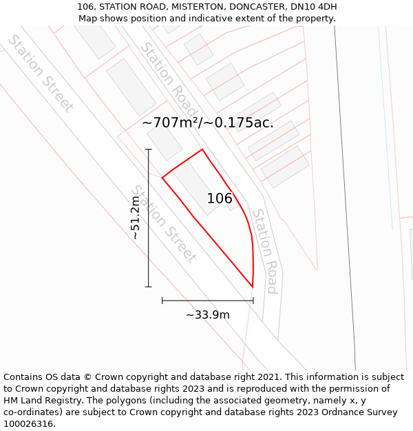 106, STATION ROAD, MISTERTON, DONCASTER, DN10 4DH: Plot and title map