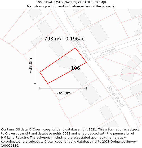 106, STYAL ROAD, GATLEY, CHEADLE, SK8 4JR: Plot and title map