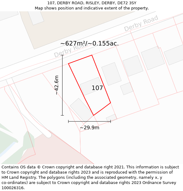 107, DERBY ROAD, RISLEY, DERBY, DE72 3SY: Plot and title map