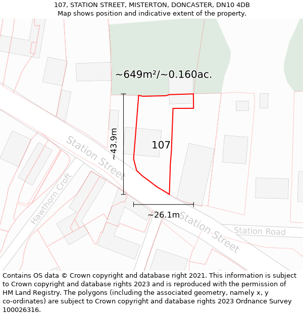 107, STATION STREET, MISTERTON, DONCASTER, DN10 4DB: Plot and title map