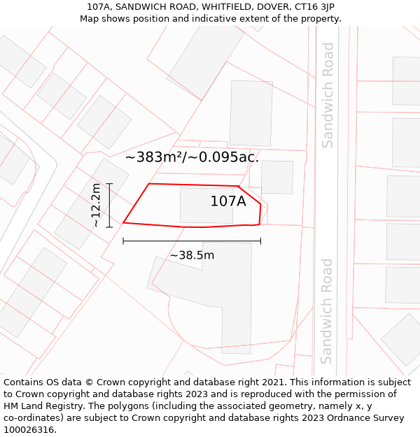 107A, SANDWICH ROAD, WHITFIELD, DOVER, CT16 3JP: Plot and title map