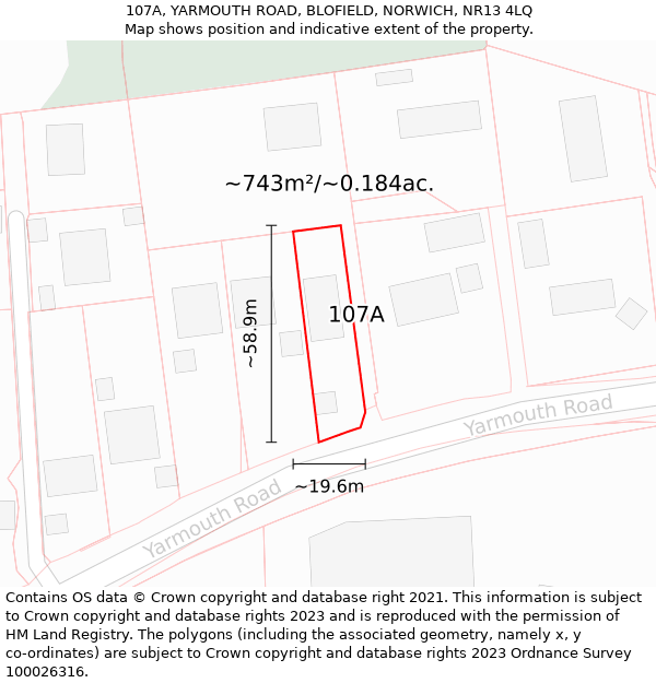 107A, YARMOUTH ROAD, BLOFIELD, NORWICH, NR13 4LQ: Plot and title map