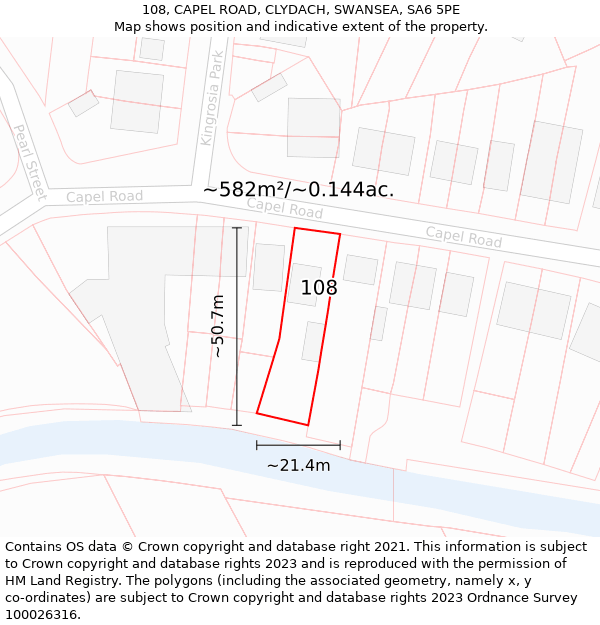 108, CAPEL ROAD, CLYDACH, SWANSEA, SA6 5PE: Plot and title map