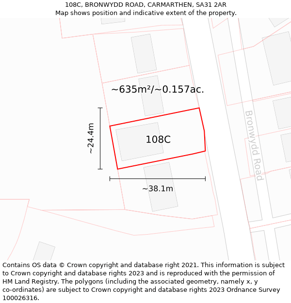 108C, BRONWYDD ROAD, CARMARTHEN, SA31 2AR: Plot and title map