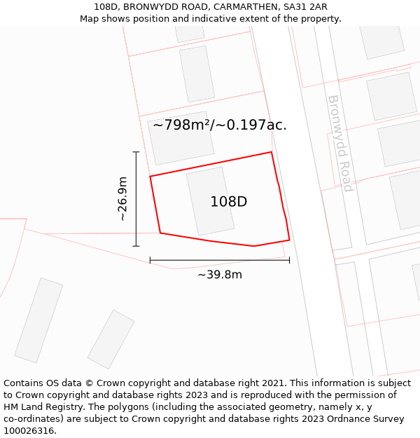 108D, BRONWYDD ROAD, CARMARTHEN, SA31 2AR: Plot and title map