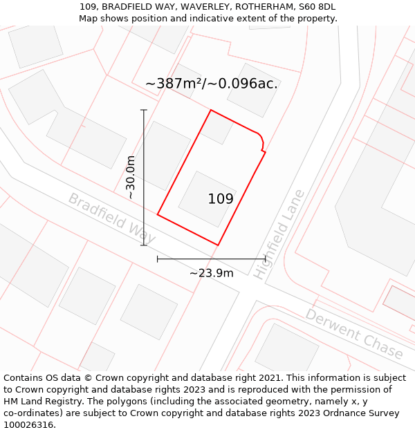 109, BRADFIELD WAY, WAVERLEY, ROTHERHAM, S60 8DL: Plot and title map