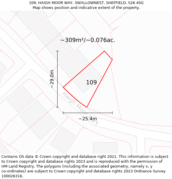 109, HAIGH MOOR WAY, SWALLOWNEST, SHEFFIELD, S26 4SG: Plot and title map