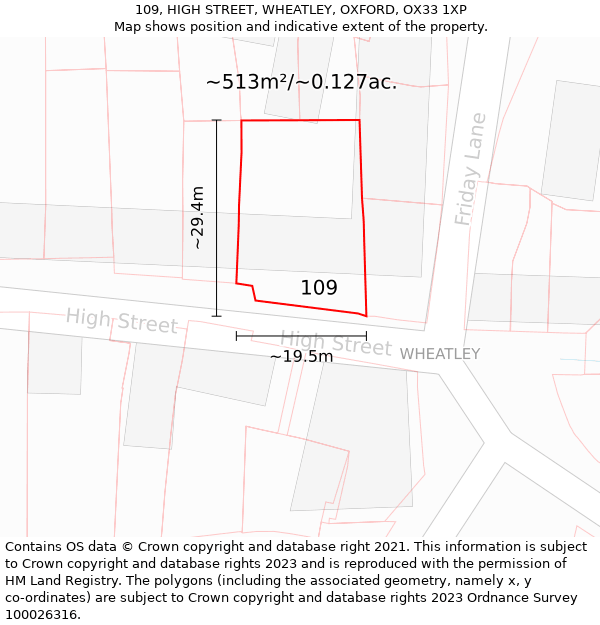 109, HIGH STREET, WHEATLEY, OXFORD, OX33 1XP: Plot and title map