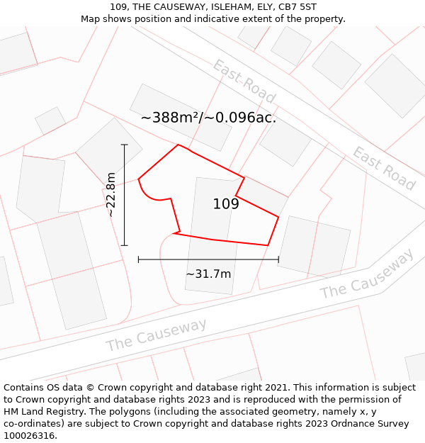 109, THE CAUSEWAY, ISLEHAM, ELY, CB7 5ST: Plot and title map