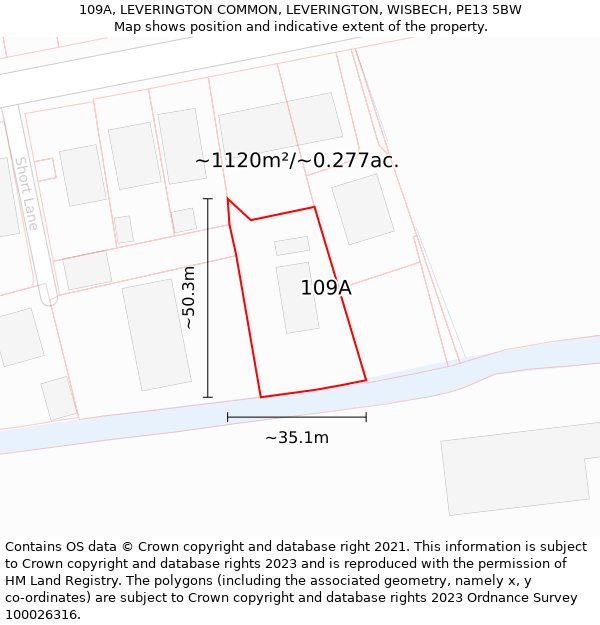 109A, LEVERINGTON COMMON, LEVERINGTON, WISBECH, PE13 5BW: Plot and title map