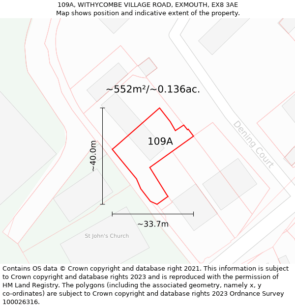 109A, WITHYCOMBE VILLAGE ROAD, EXMOUTH, EX8 3AE: Plot and title map