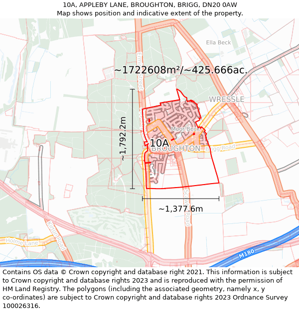 10A, APPLEBY LANE, BROUGHTON, BRIGG, DN20 0AW: Plot and title map