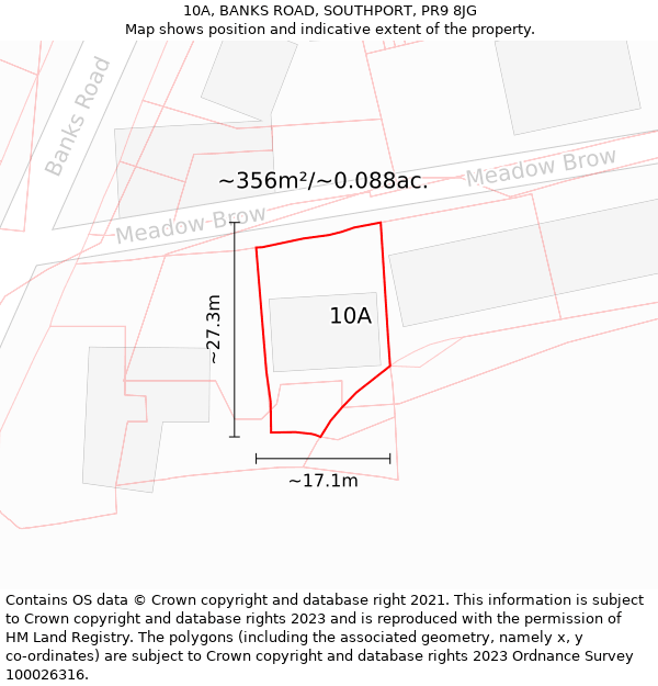 10A, BANKS ROAD, SOUTHPORT, PR9 8JG: Plot and title map