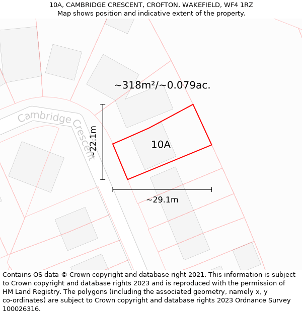 10A, CAMBRIDGE CRESCENT, CROFTON, WAKEFIELD, WF4 1RZ: Plot and title map