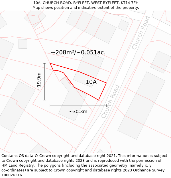 10A, CHURCH ROAD, BYFLEET, WEST BYFLEET, KT14 7EH: Plot and title map