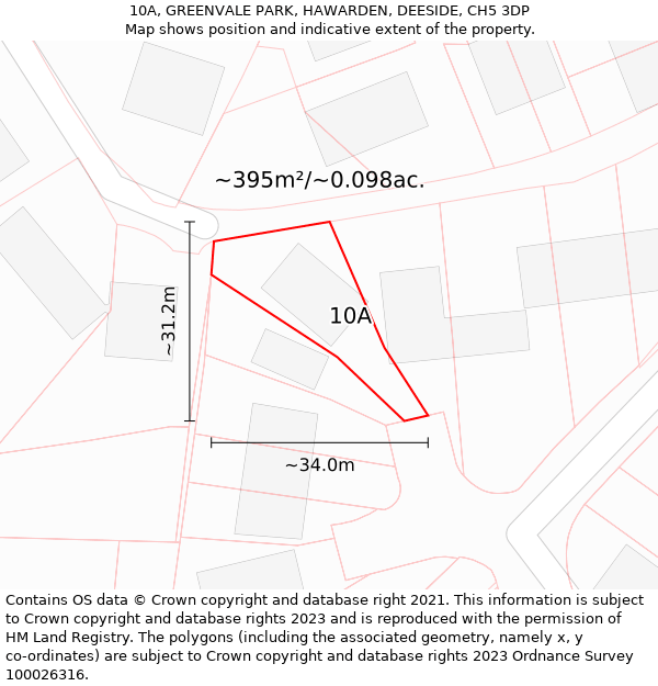 10A, GREENVALE PARK, HAWARDEN, DEESIDE, CH5 3DP: Plot and title map