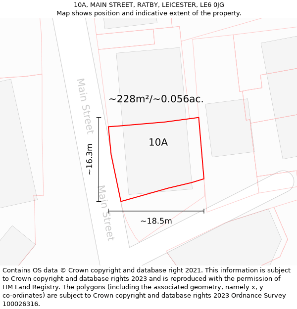 10A, MAIN STREET, RATBY, LEICESTER, LE6 0JG: Plot and title map