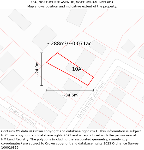 10A, NORTHCLIFFE AVENUE, NOTTINGHAM, NG3 6DA: Plot and title map