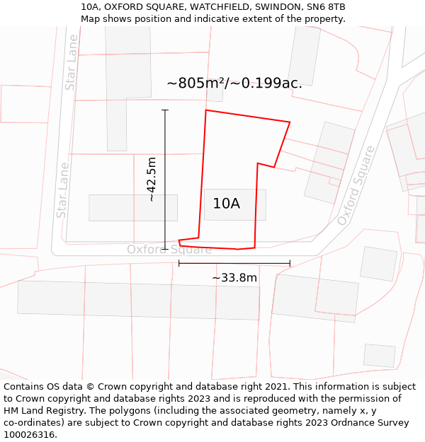 10A, OXFORD SQUARE, WATCHFIELD, SWINDON, SN6 8TB: Plot and title map