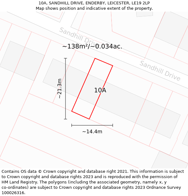 10A, SANDHILL DRIVE, ENDERBY, LEICESTER, LE19 2LP: Plot and title map