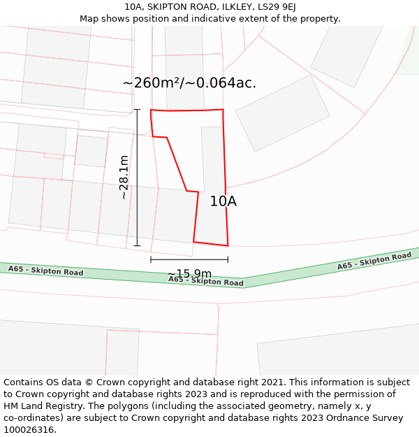 10A, SKIPTON ROAD, ILKLEY, LS29 9EJ: Plot and title map