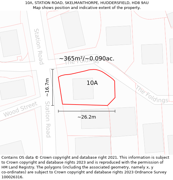 10A, STATION ROAD, SKELMANTHORPE, HUDDERSFIELD, HD8 9AU: Plot and title map