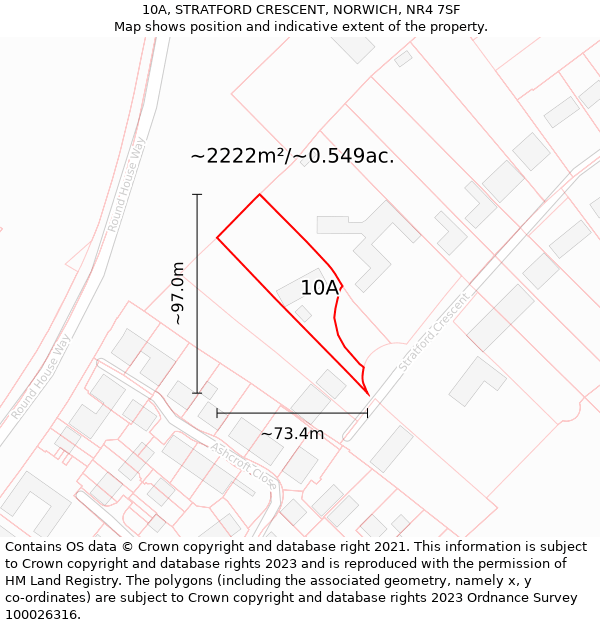 10A, STRATFORD CRESCENT, NORWICH, NR4 7SF: Plot and title map