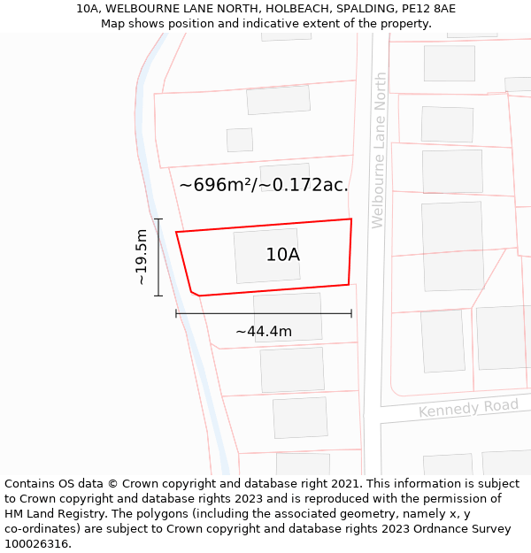 10A, WELBOURNE LANE NORTH, HOLBEACH, SPALDING, PE12 8AE: Plot and title map