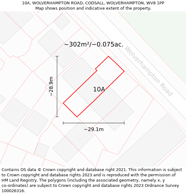 10A, WOLVERHAMPTON ROAD, CODSALL, WOLVERHAMPTON, WV8 1PP: Plot and title map