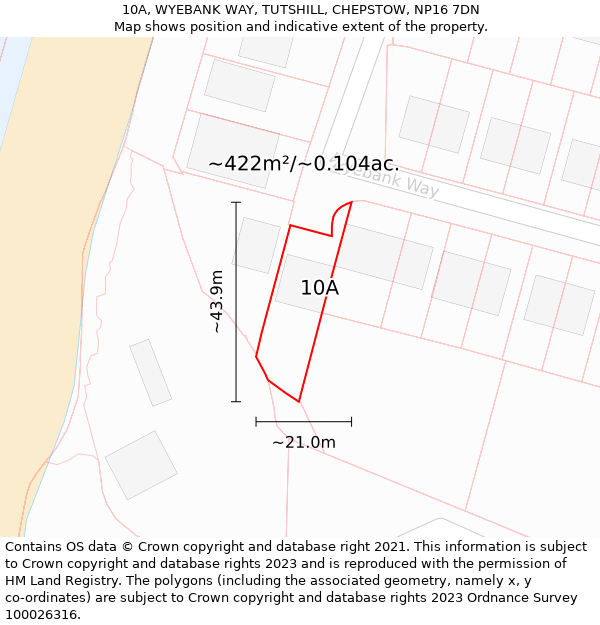 10A, WYEBANK WAY, TUTSHILL, CHEPSTOW, NP16 7DN: Plot and title map