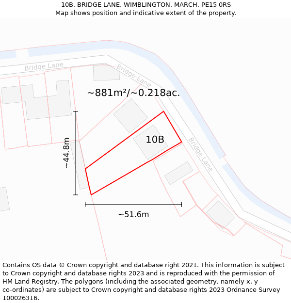 10B, BRIDGE LANE, WIMBLINGTON, MARCH, PE15 0RS: Plot and title map