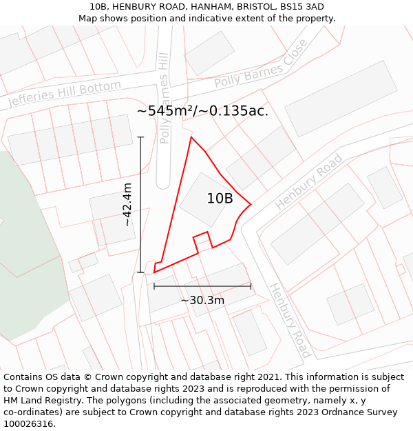 10B, HENBURY ROAD, HANHAM, BRISTOL, BS15 3AD: Plot and title map