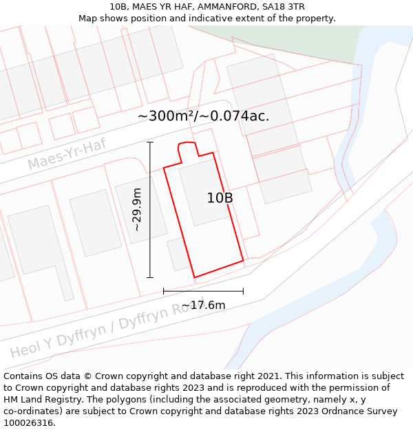 10B, MAES YR HAF, AMMANFORD, SA18 3TR: Plot and title map