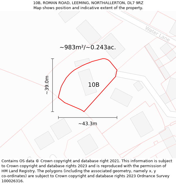 10B, ROMAN ROAD, LEEMING, NORTHALLERTON, DL7 9RZ: Plot and title map