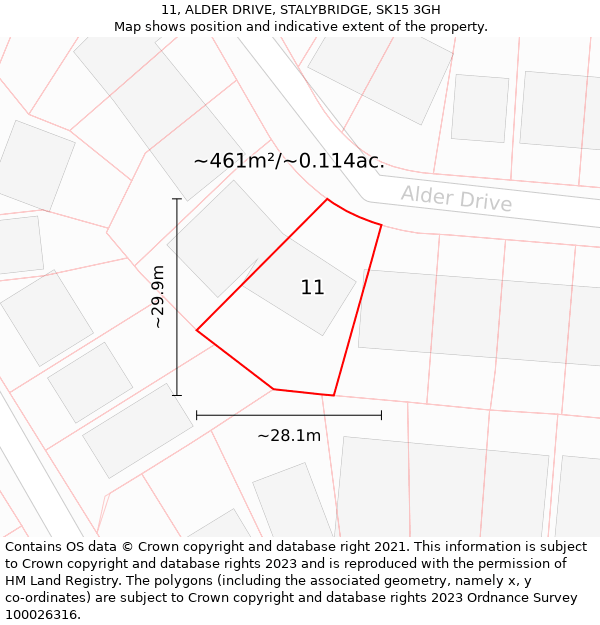 11, ALDER DRIVE, STALYBRIDGE, SK15 3GH: Plot and title map