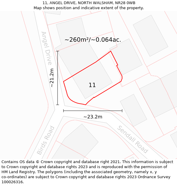 11, ANGEL DRIVE, NORTH WALSHAM, NR28 0WB: Plot and title map