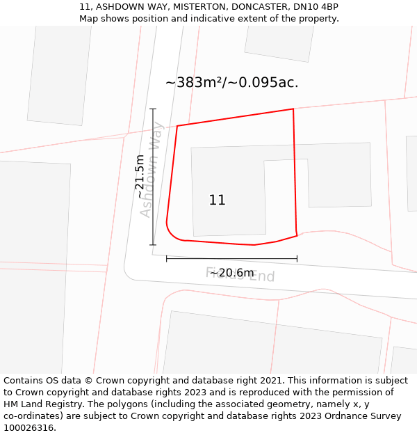 11, ASHDOWN WAY, MISTERTON, DONCASTER, DN10 4BP: Plot and title map