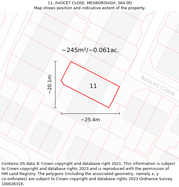 11, AVOCET CLOSE, MEXBOROUGH, S64 0FJ: Plot and title map